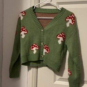 Green Mushroom Patterned Sweater